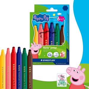 Greta Gris jumbo tuschpenne assorterede farver - 6-pak
