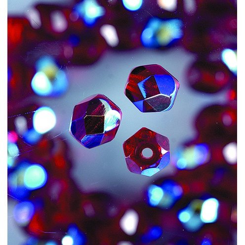 Glasperler Facetterede 4 mm - Granat 100-pak Runde Glitrende - Glasperler, Håndværk