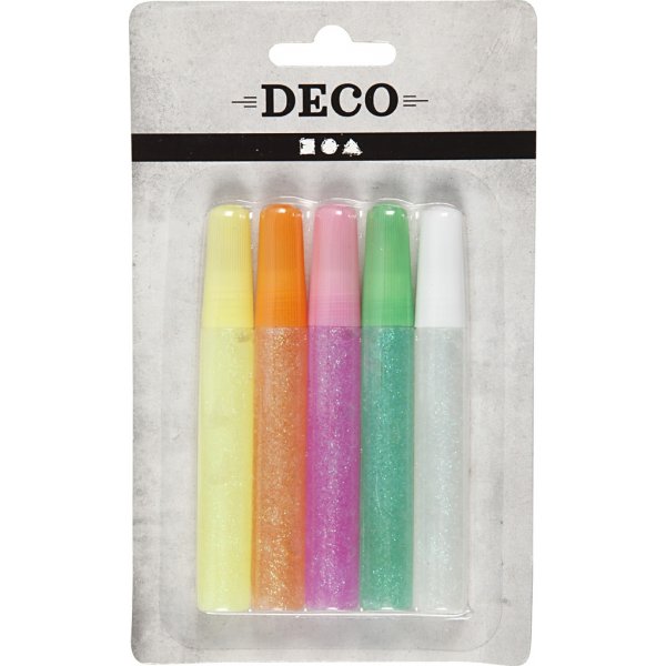 Glitterlim - pastellfärger - 5 x 10 ml Glitterlim - pastellfärger - 5 x 10 ml