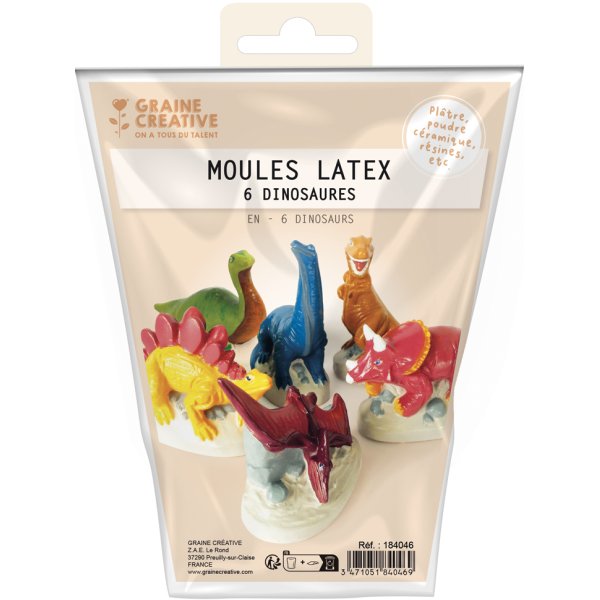 Formar i latex för gjutning av dinosaurier, 6-pack Formar i latex för gjutning av dinosaurier, 6-pack