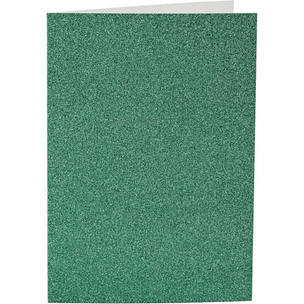Kort och kuvert - grön - glitter - 4 set Kort och kuvert - grön - glitter - 4 set