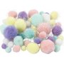 Pompoms - pastellfrger - glitter - 62 g