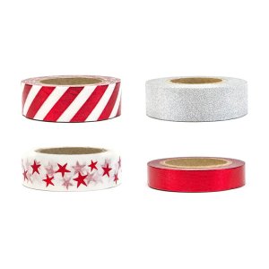 Washi tape glitter och metallic 10 m mix - 4-pack Washi tape glitter och metallic 10 m mix - 4-pack
