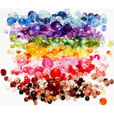Harmony facetslebne plastikperler - blandet - blandede farver - 7 x 250 g