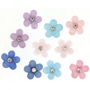 Multifärgade knappar 15 mm - Glittrande blommor