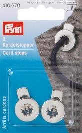Cord Stop/Snorestop Zink Formstøbt Rund Sølvfarve 2-pak