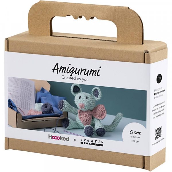 DIY kit amigurumi mus mynte - 1 pakke.