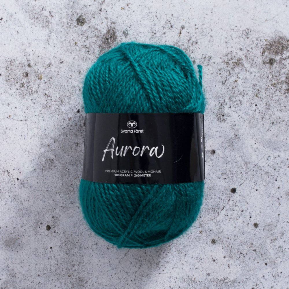 Aurora garn 100 g - Ædel Blågrøn - Sorte får Aurora, Blandingsgarn, Garn, Strikke, hækle, knytte og væve