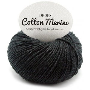 DROPS Cotton Merino Uni Colour garn - 50g - Svart (02)