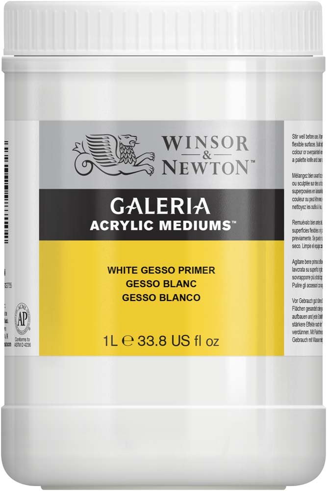 Akrylmedium W&N Galeria - Hvid Akryl gesso 1L - Akrylmedier, Malermedium, Fernis og kunstner medier til kunstmaling