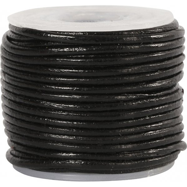 Lädersnöre - svart - 1 mm - 10 m Lädersnöre - svart - 1 mm - 10 m