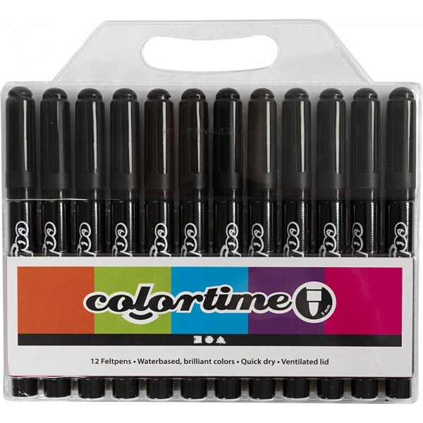Colortime-pennor - svart - 5 mm - 12 st Colortime-pennor - svart - 5 mm - 12 st