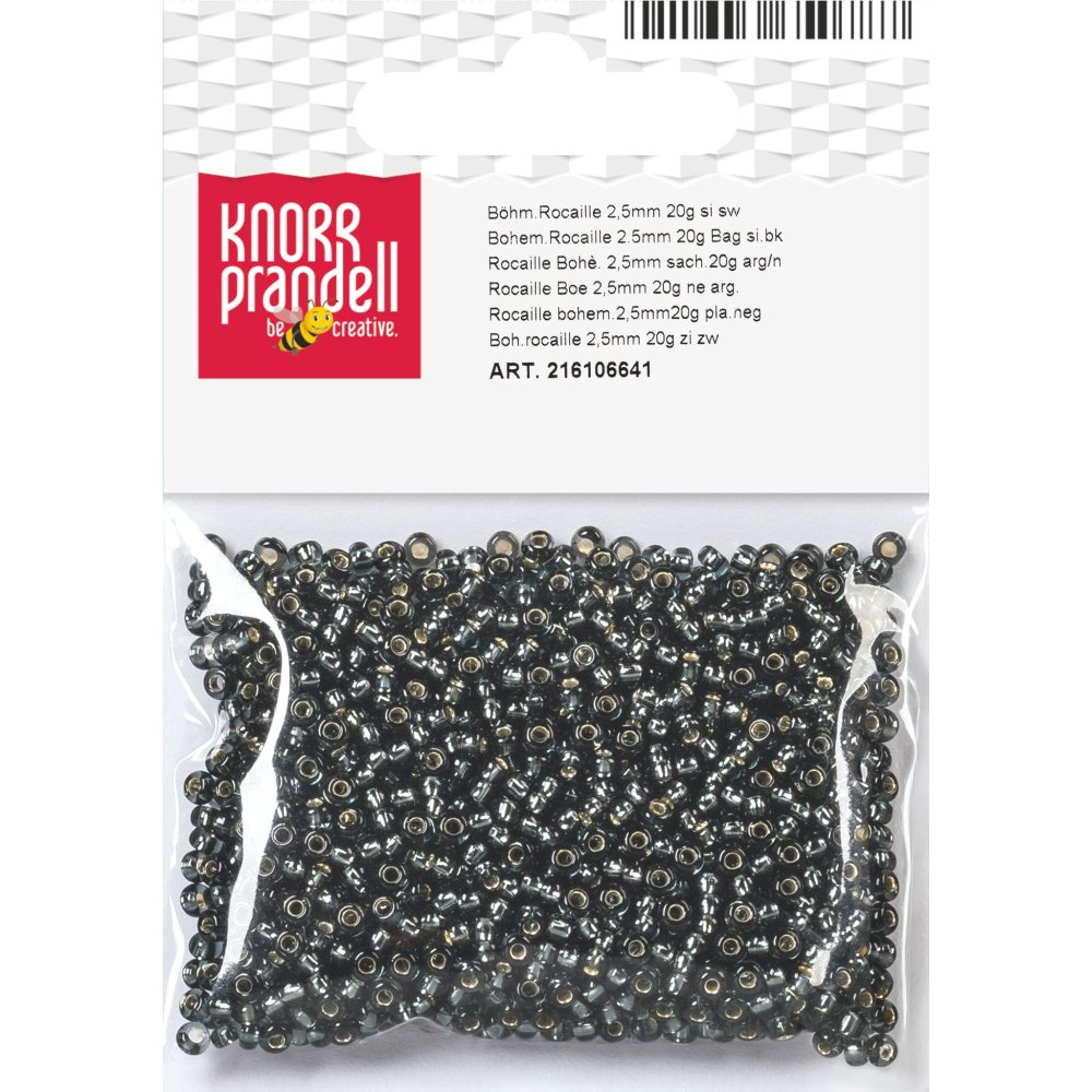 Bohemske rocailleperler 2,5 mm, 20 g, sølvsort - Blandinger af rocaillesperler, Rocaillesperler, Håndværk