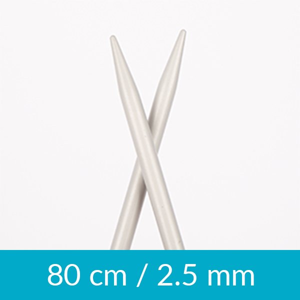Cirkulære strikkepinde - Aluminium - 80 cm 2,50 mm / 31,5in US 1½ - Rundpinde, Strikkepinde, Strikning, Strikke, hækle, knytte og væve