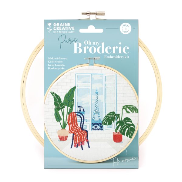 Broderikit Paris med ram 20 cm