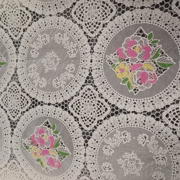 Vaxduk PVC spets virkning vit transperant 140 cm