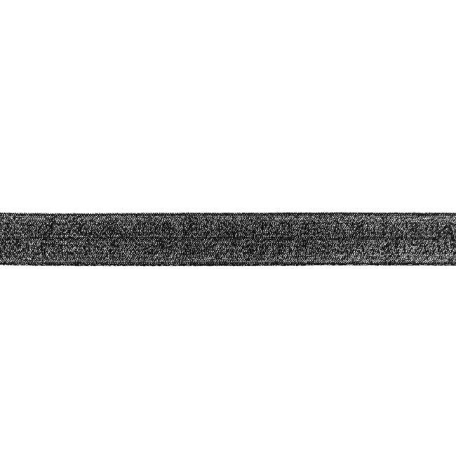 Mansjettstoff - Elastisk, glitter, fotokrom 2 cm - antrasitt - Linningsbånd, Klestoffer, Tekstiler