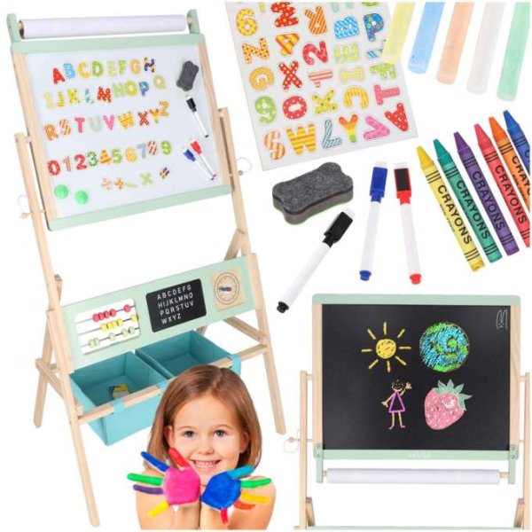 Utbildningstavla LULILO Kredo 3-i-1 med magnetisk whiteboard och griffeltavla 112 x 43 x 62 cm - Tr�