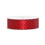 Satinband - R�d med vita prickar - (Bredd: 25 mm) - 25 meter