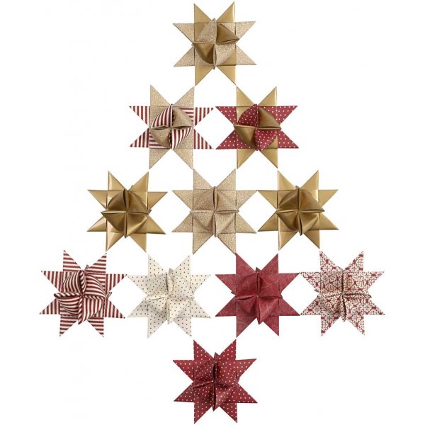 Stjärnstrimlor - guld - glitter,lack - Ø6,5+11,5 cm - 40 strimlor Stjärnstrimlor - guld - glitter,lack - Ø6,5+11,5 cm - 40 strimlor