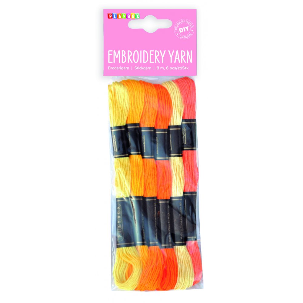Broderigarn / moulinegarn - gul & orange - Broderigarn, Garn, Sticka & virka