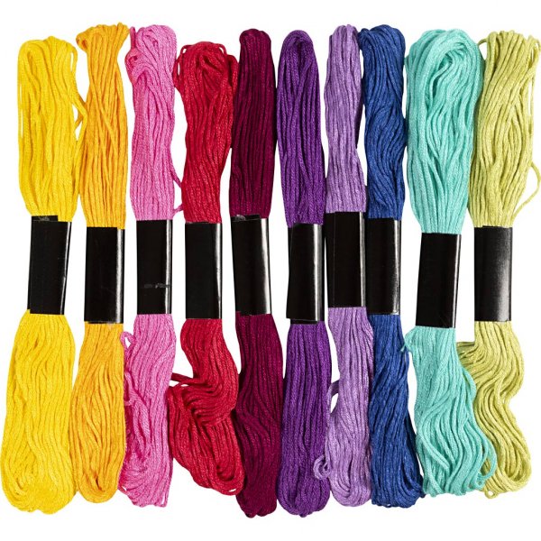 Broderitr�d Merceriserad Bomull Mixade F�rger 10�8 m