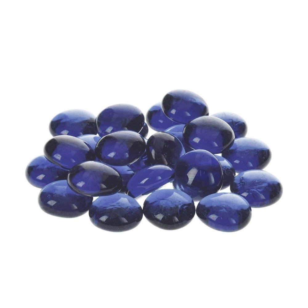 Glassten 18-20 mm - Blå 100 g/20-30 stk. - Buede glassten, Smådekorationer, Strøelse, klistermærker & små dekorationer, Dekorationmateriale,