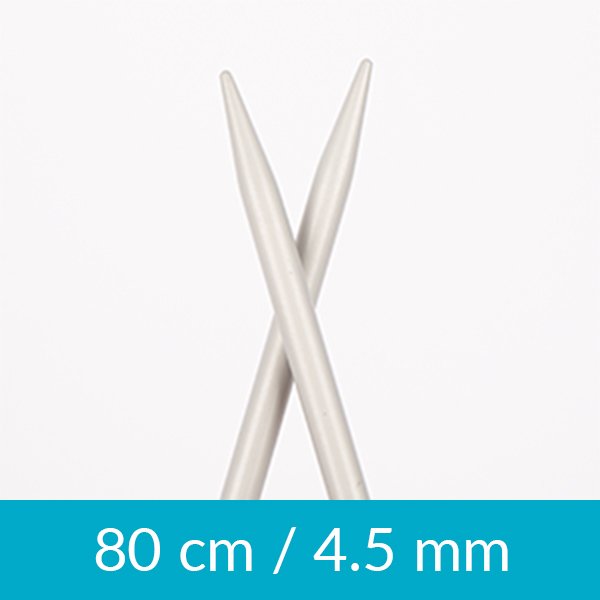 Cirkulære strikkepinde - aluminium - 80 cm 4,50 mm / 31,5 tommer US 7 - Rundpinde, Strikkepinde, Strikning, Strikke, hækle, knytte og væve
