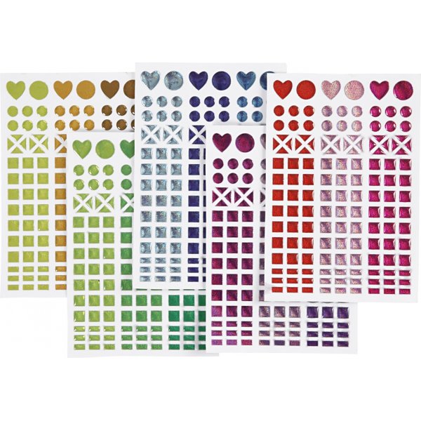 Stickers till mosaik - mixade färger - 10 ark Stickers till mosaik - mixade färger - 10 ark