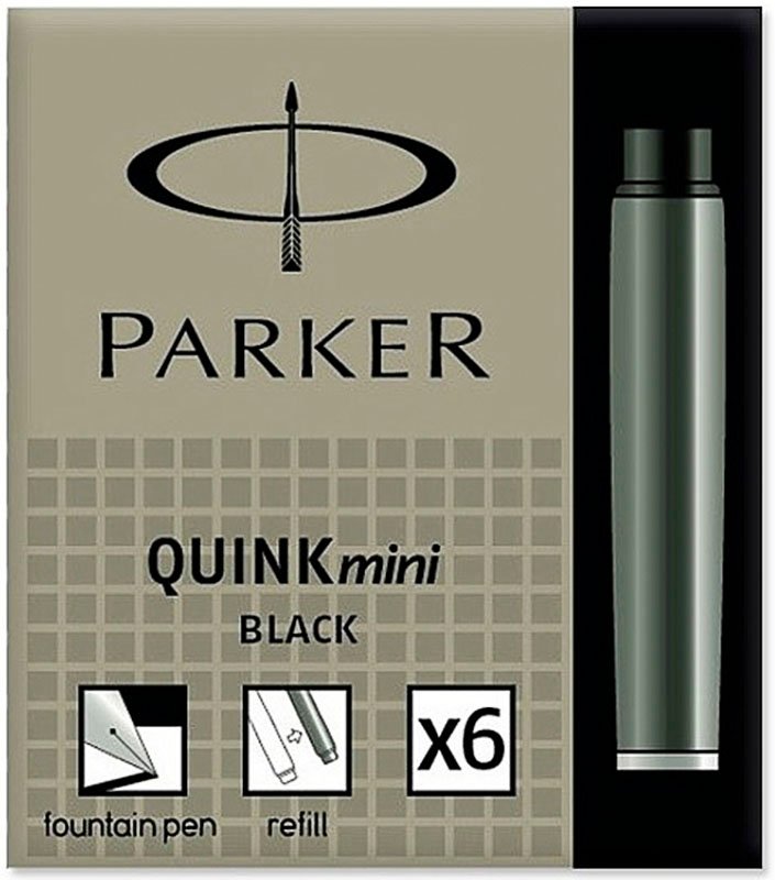 Blækpatron Parker - Sort 6-pack - Mini vaskbar - Kuglepenne, Penne, Penne, kridt & tusch