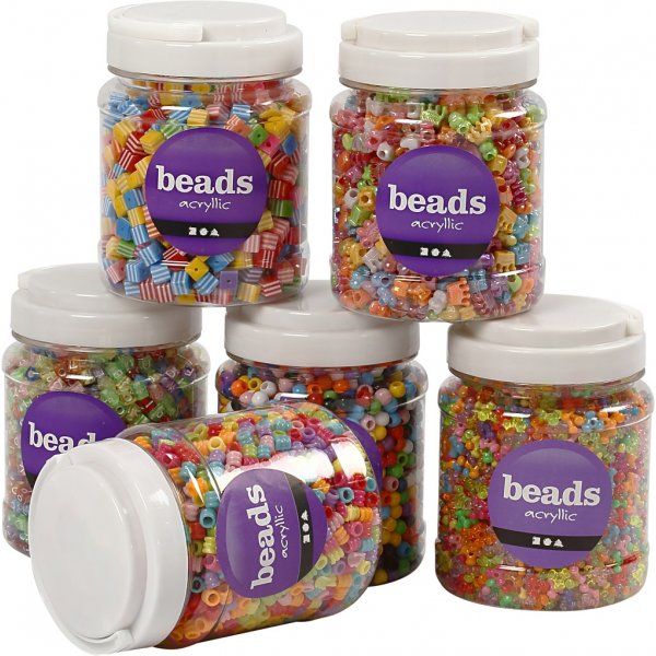 Pärlmix - mixade färger - 6 x 700 ml Pärlmix - mixade färger - 6 x 700 ml