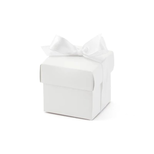Gaveæsker med bånd 5,2 x 5,2 x 5,2 cm hvide - 10-pak Gaveæsker med bånd 5,2 x 5,2 x 5,2 cm hvide - 10-pak