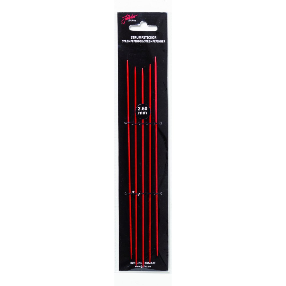 Ermestrikk Rød - 20 cm/2,5 mm - Strømpepinner, Strikkepinner, Strikking, Strikke, hekle, knyte & veve