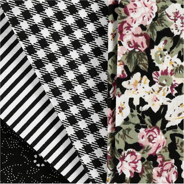 Patchworktyg - svart - 4 st Patchworktyg - svart - 4 st