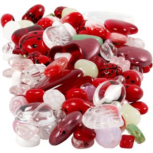 Glasp�rlor mixade former och f�rger 5-22 mm 350 g
