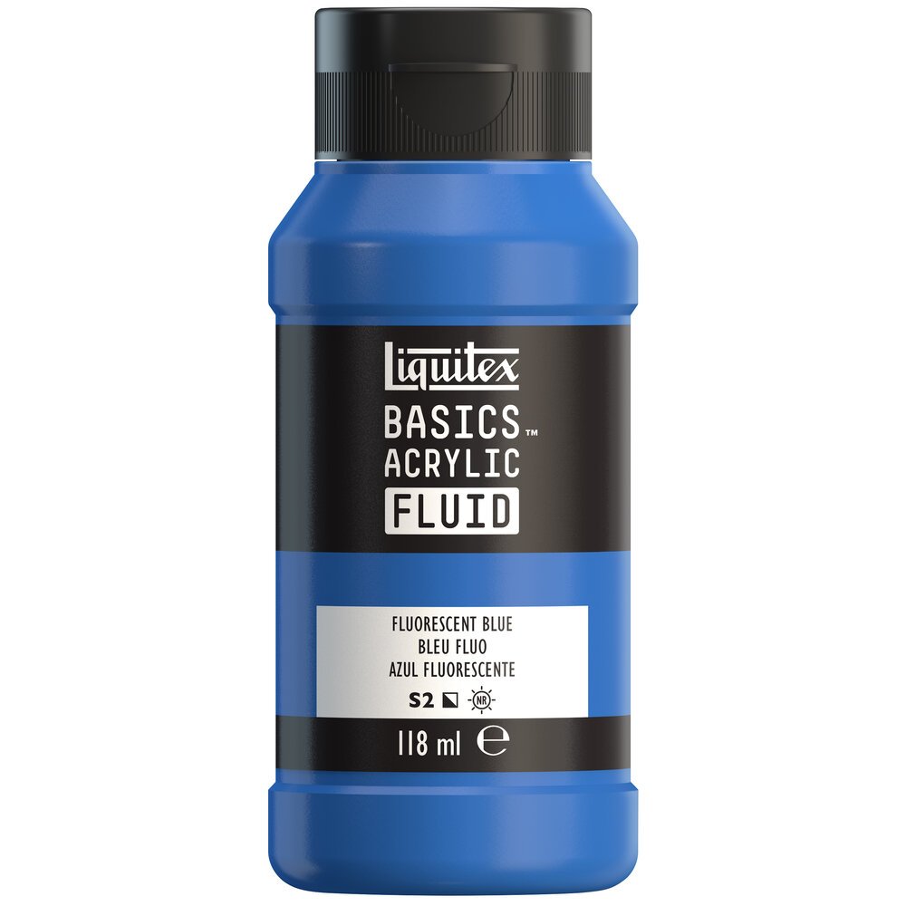 Akrylfärg - Liquitex Basics Fluid - 118ml - Fluorescent Blue - Akrylfärger, Konstnärsfärger