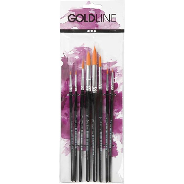 Gold Line-penslar - nr. 0+1+2+4+8+12+18+22 - runda - 8 st Gold Line-penslar - nr. 0+1+2+4+8+12+18+22 - runda - 8 st