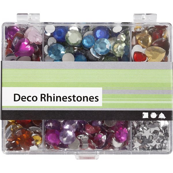 Rhinestones i ask - blå - rosa - silver - runda - stjärnor - hjärtan - Ø6+7+9+10+11+12+14+16 mm - 300 st Rhinestones i ask - blå - rosa - silver - runda - stjärnor - hjärtan - Ø6+7+9+10+11+12+14+16 mm - 300 st