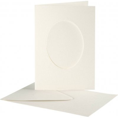 Passepartout-kort med konvolutt - off-white - oval - 10 sett