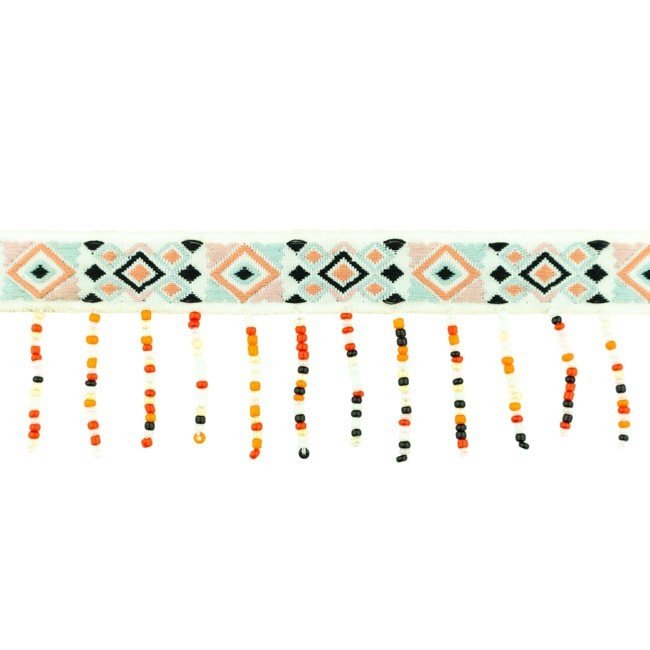 Bort/Kantbånd med perler - Indian - Rand, Bånd & dekorationsbånd, Tekstilbånd & snor