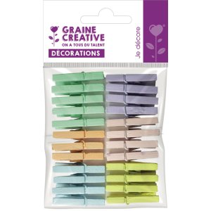 Träklämmor pastellfärgade 25 mm, 24-pack Träklämmor pastellfärgade 25 mm, 24-pack