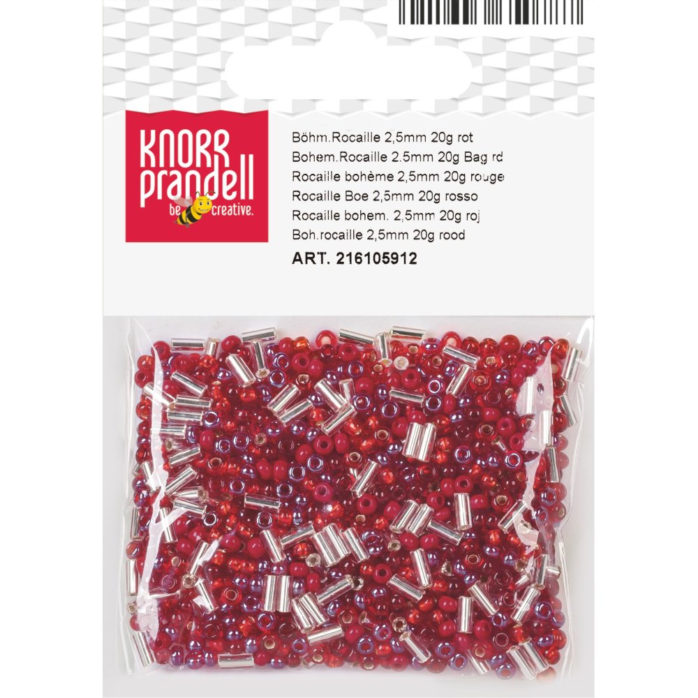 Rocailleperler 2,5 mm røde 20 g - Blandinger av rocailleperler, Rocaillesperlor, Håndverk