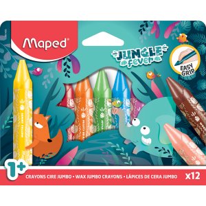 Kritset - Maped - 12 vaxkritor Jumbo Jungle Fever