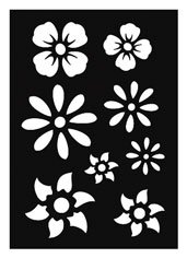 Blommor sj�lvh�ftande stencil