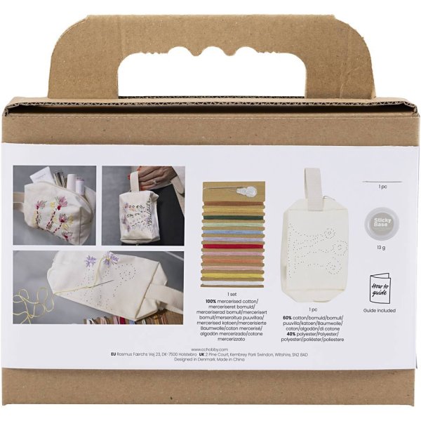 Broderisett Mini DIY Sminkeveske Kremfarget Broderisett Mini DIY Sminkeveske Kremfarget