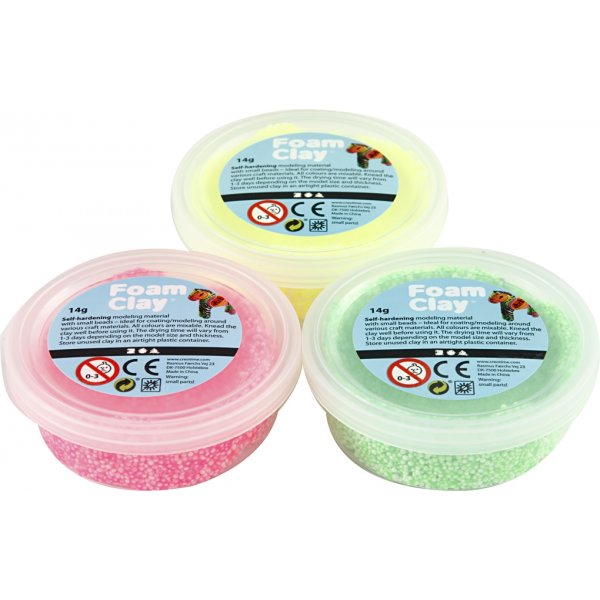 Foam Clay® - ljusgrön - neonrosa - neongul - 3 x 14 g Foam Clay® - ljusgrön - neonrosa - neongul - 3 x 14 g