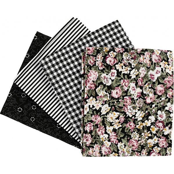 Patchworktyg - svart - 4 st Patchworktyg - svart - 4 st