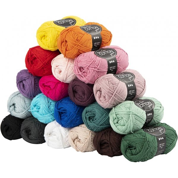 Bomullsgarn - mixade färger - nr. 8/4 - 20 nystan 20 x 50 g Bomullsgarn - mixade färger - nr. 8/4 - 20 nystan 20 x 50 g