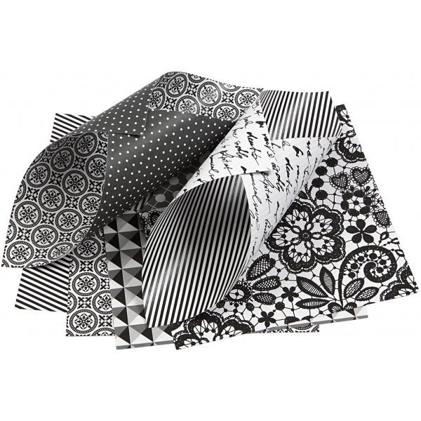Origamipapper - svart/vit - 10 x 10 cm - 50 ark Origamipapper - svart/vit - 10 x 10 cm - 50 ark