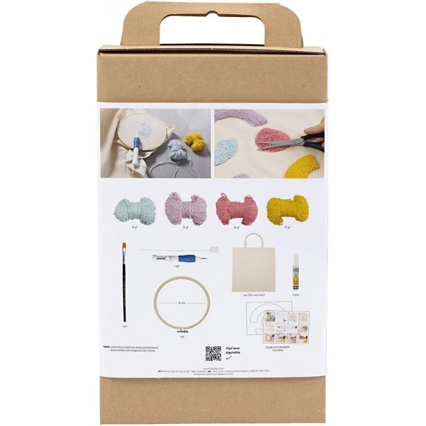DIY Kit Punch Needle, pastellfärger, Textilkasse DIY Kit Punch Needle, pastellfärger, Textilkasse